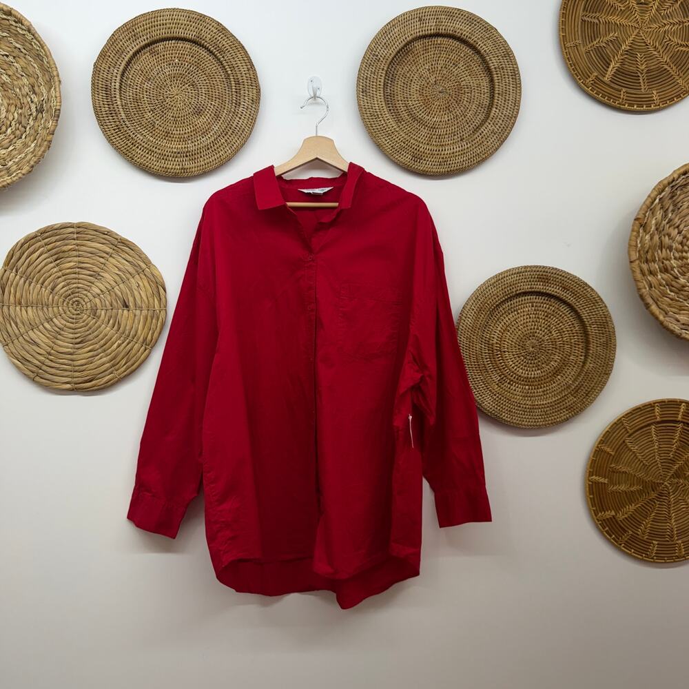 NEW Old Navy Red The Boyfriend Shirt XL